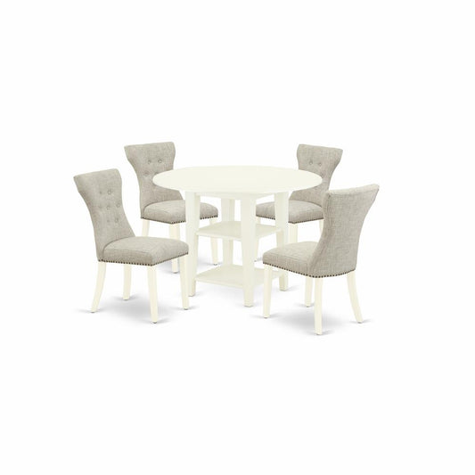 Dining Room Set Linen White, SUGA5-LWH-35