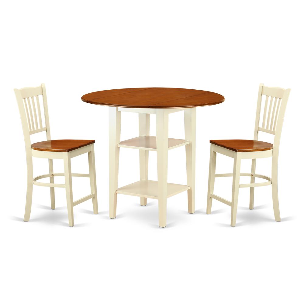 Dining Room Set Buttermilk & Cherry, SUGR3H-BMK-W