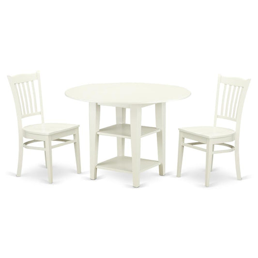 Dining Room Set Linen White, SUGR3-LWH-W