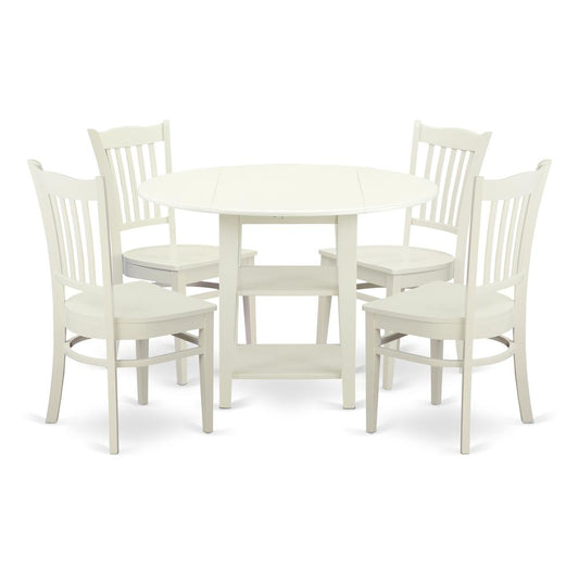 Dining Room Set Linen White, SUGR5-LWH-W