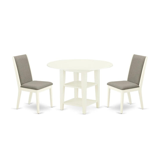 Dining Room Set Linen White, SULA3-LWH-06