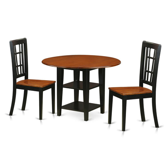 Dining Room Set Black & Cherry, SUNI3-BCH-W