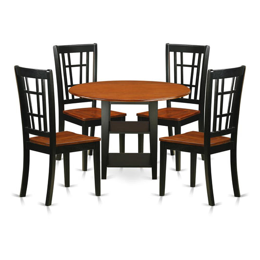 Dining Room Set Black & Cherry, SUNI5-BCH-W