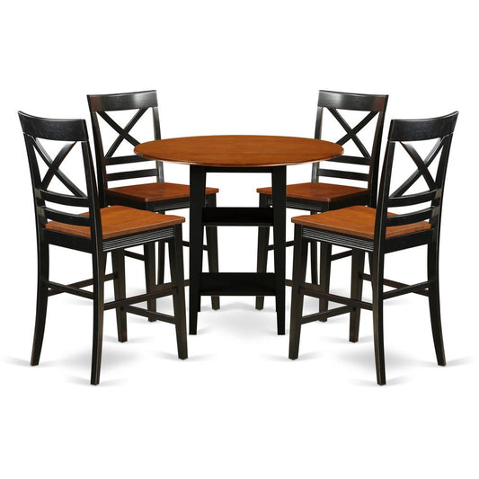 Dining Room Set Black & Cherry, SUQU5H-BCH-W