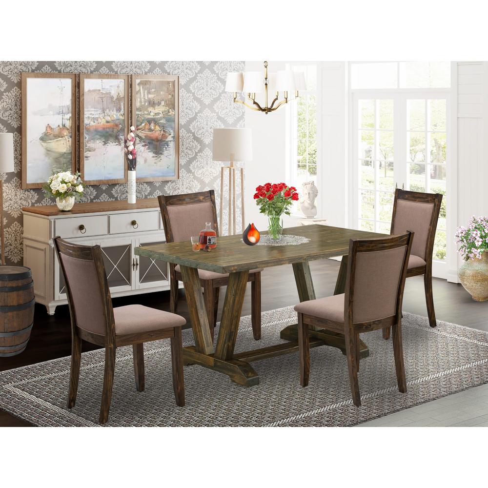 V776MZ748-5 - 5-Pc Dinette Set - 4 dining room chairs and 1 Dining Table (Distressed Jacobean Finish)