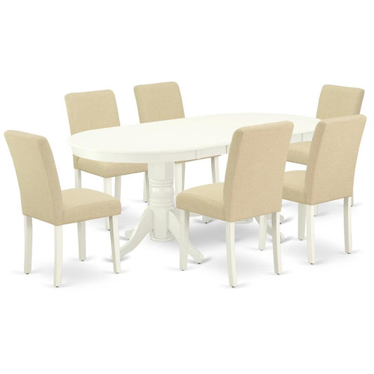 Dining Room Set Linen White, VAAB7-LWH-02