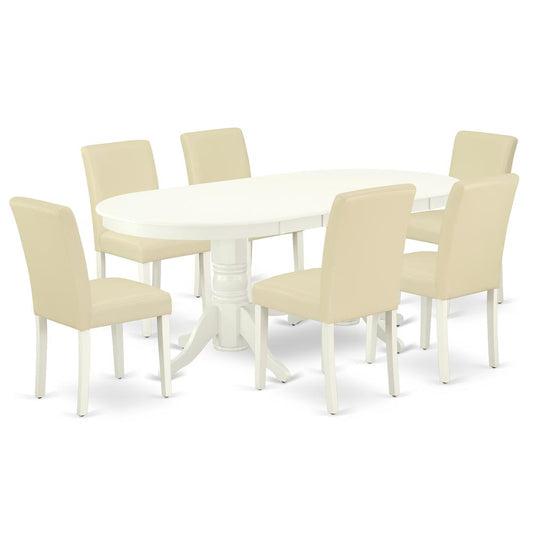 Dining Room Set Linen White, VAAB7-LWH-64