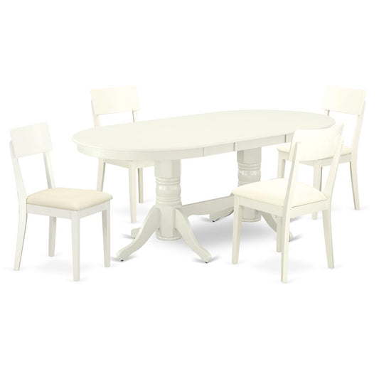 Dining Room Set Linen White, VAAD5-LWH-LC