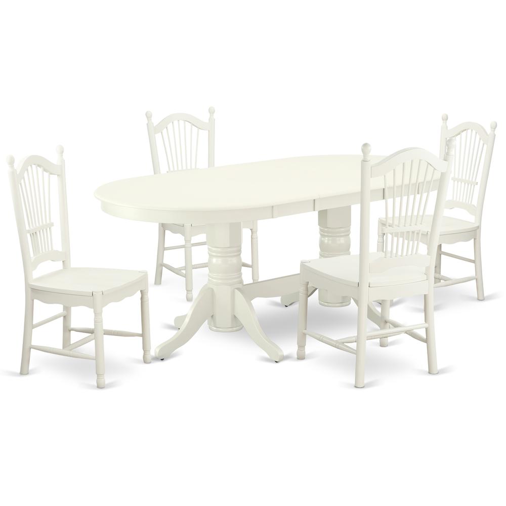 Dining Room Set Linen White, VADO5-LWH-W