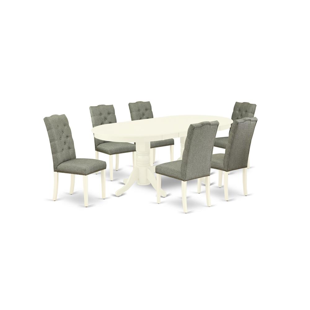 Dining Room Set Linen White, VAEL7-LWH-07