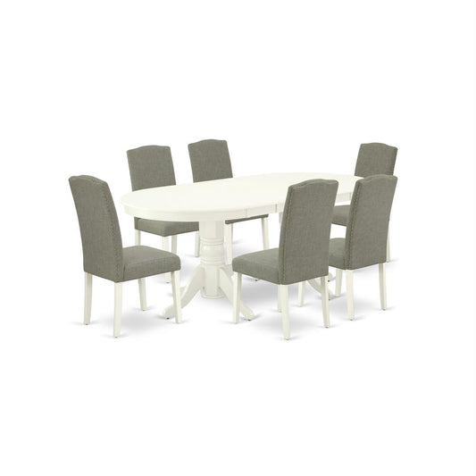 Dining Room Set Linen White, VAEN7-LWH-06