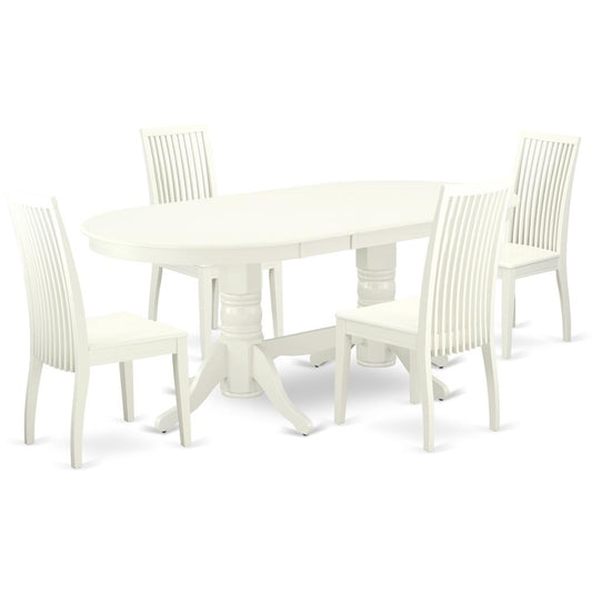 Dining Room Set Linen White, VAIP5-LWH-W