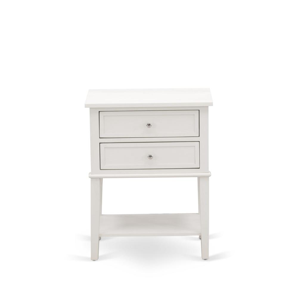 East West Furniture VL-0C-ET Small Night Stand with 2 Wooden Drawers, Stable and Sturdy Constructed - Wire brushed Butter Cream Finish