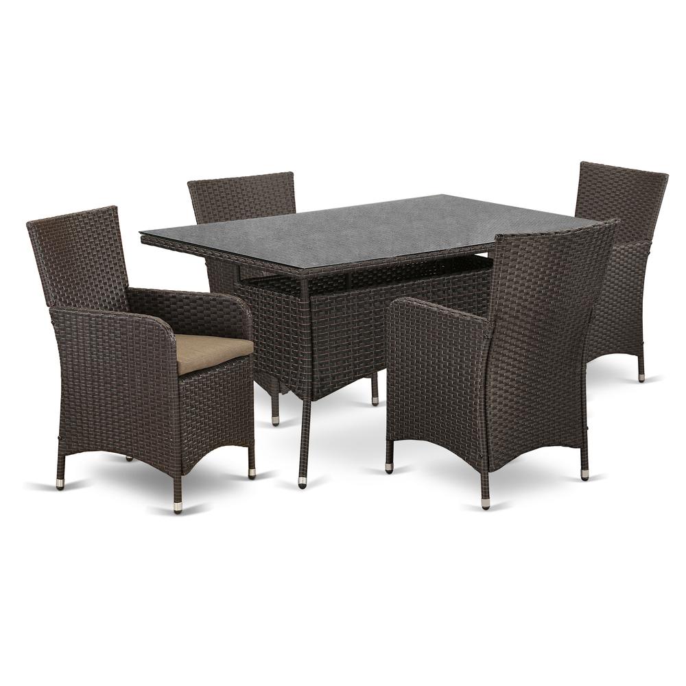 Wicker Patio Set Dark Brown, VLLU5-63S