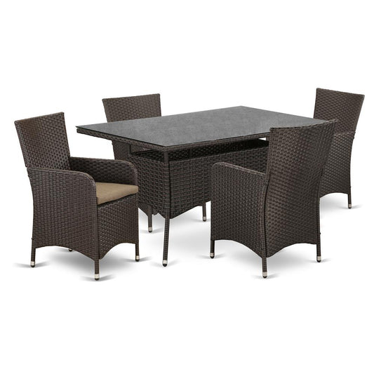 Wicker Patio Set Dark Brown, VLLU5-63S