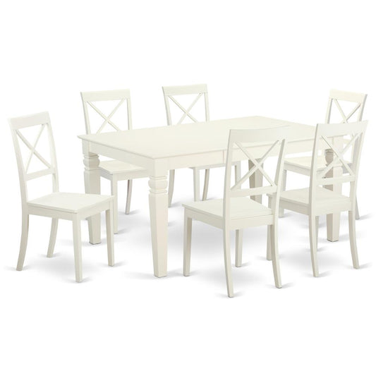 Dining Room Set Linen White, WEBO7-LWH-W