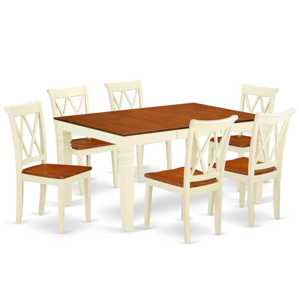 Dining Room Set Buttermilk & Cherry, WECL7-BMK-W