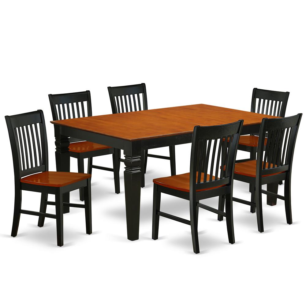 Dining Room Set Black & Cherry, WENO7-BCH-W