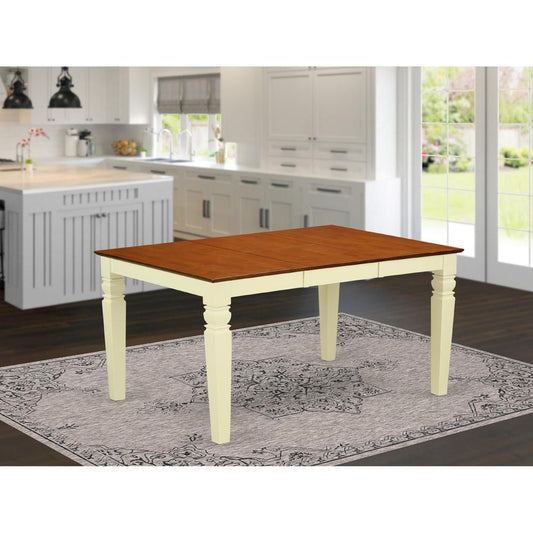 Weston  Rectangular  Dining  Table  with  18  in  butterfly  Leaf  in  Buttermilk  and  Cherry  finish