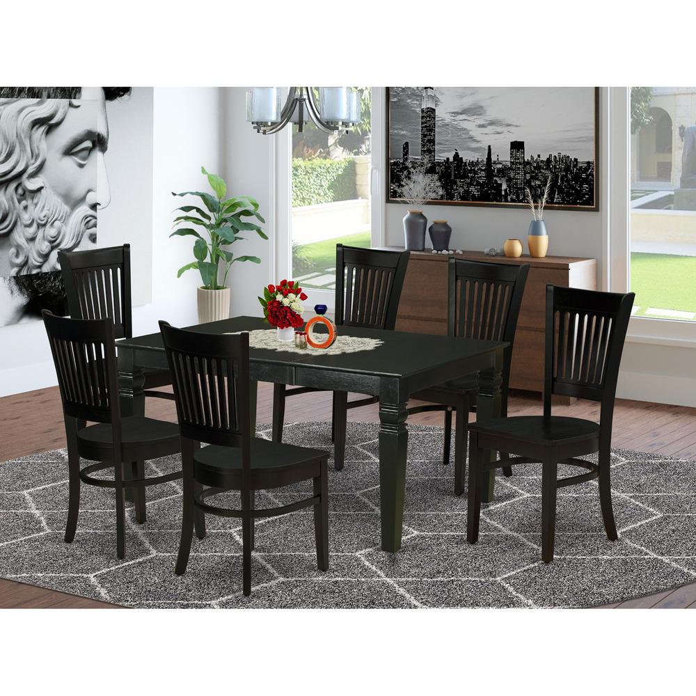 Dining Table- Table Leg Dining Chairs, WEVA7-BLK-W