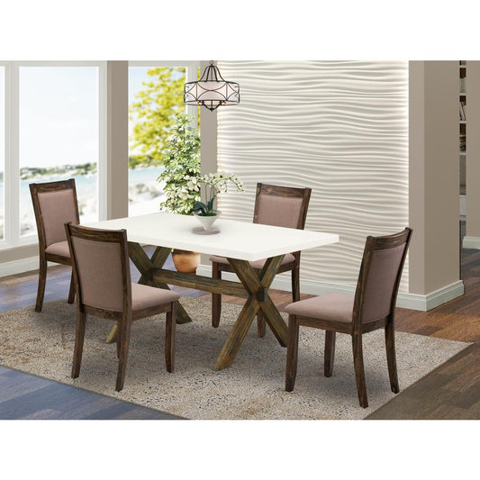 X726MZ748-5 - 5-Pc Dining Room Table Set - 4 Dining Chairs and 1 Kitchen Dining Table (Distressed Jacobean Finish)