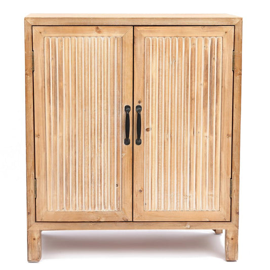 LuxenHome Natural Wood 2-Door Storage Cabinet