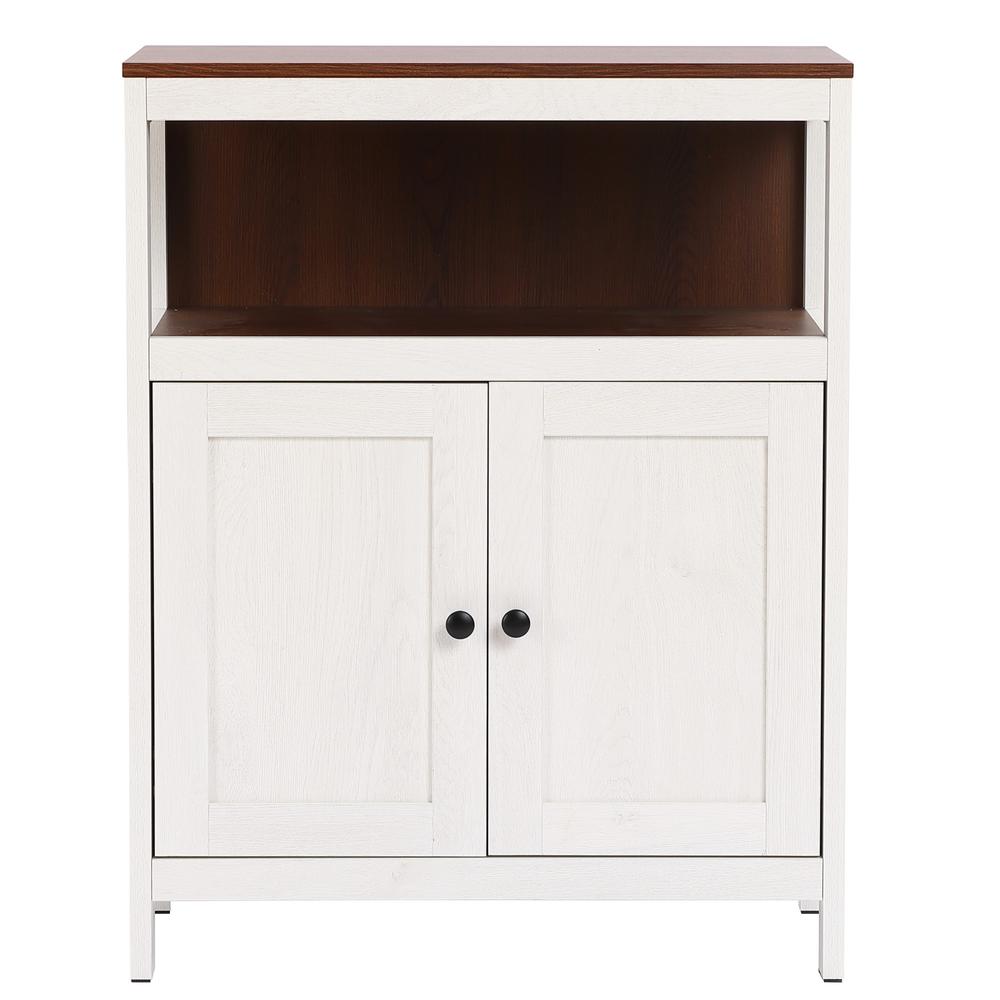 White Wood 2-Door Bathroom Storage Cabinet