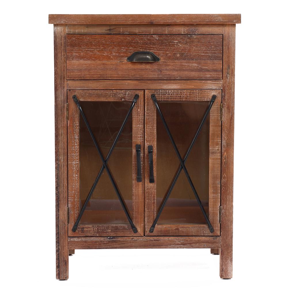 Rustic Wood Farmhouse 2-Door Accent Cabinet