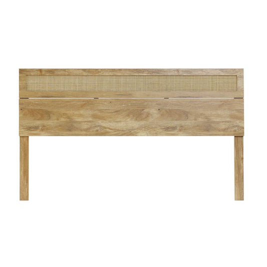 Oak Finish Manufactured Wood with Rattan Top Headboard, King