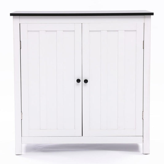 White Manufactured Wood 2-Door Bathroom Linen Cabinet