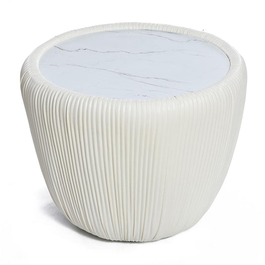 15.8" H White Round Side Table