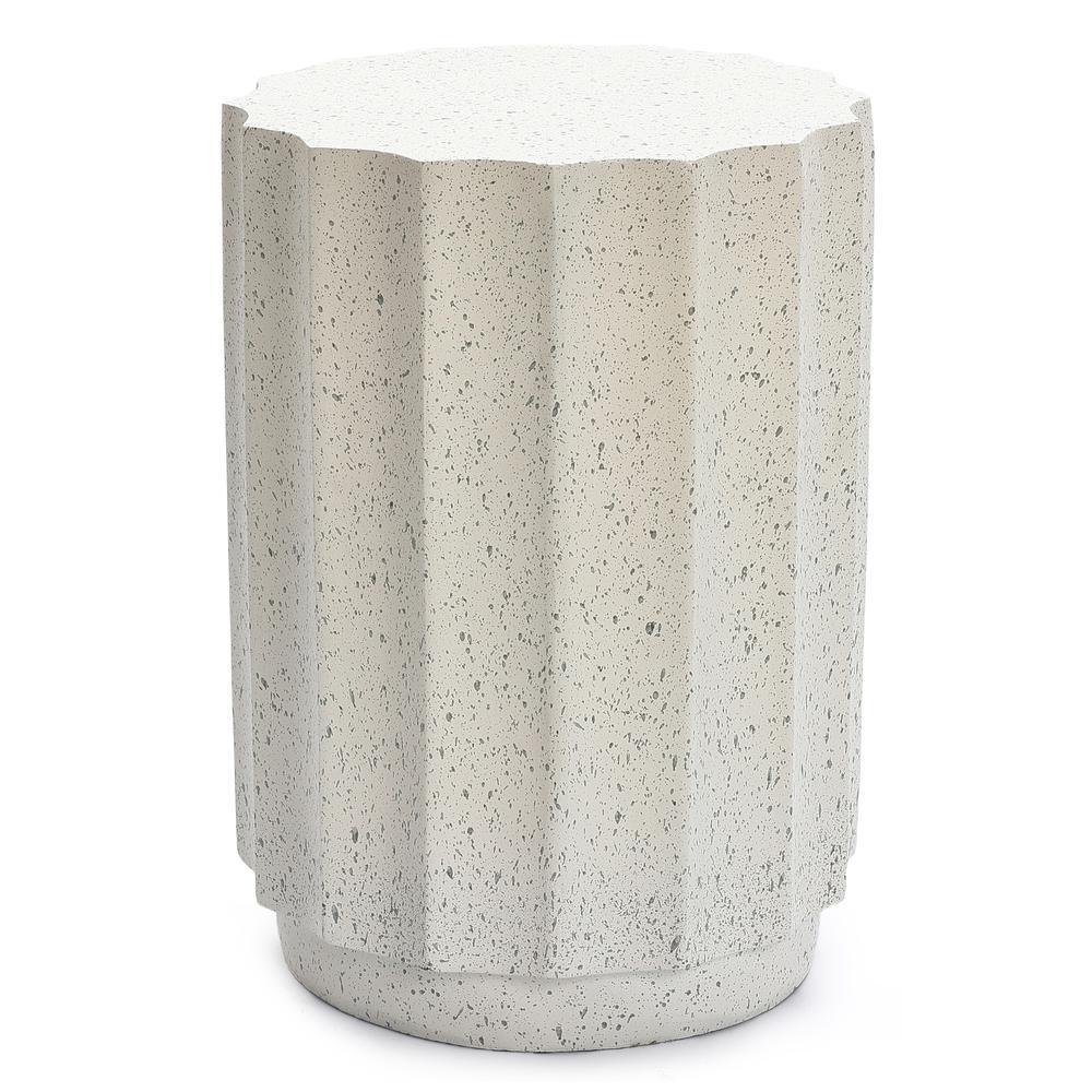 Off White with Gray Cement Indoor Outdoor Stool and Side Table