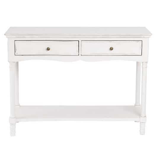 LuxenHome White Wood 2-Drawer Storage Console Table