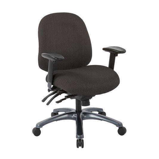 Multi-Function Mid Back Chair with Seat Slider and Titanium Finish Base in Diamond Shale Fabric, 8512-295