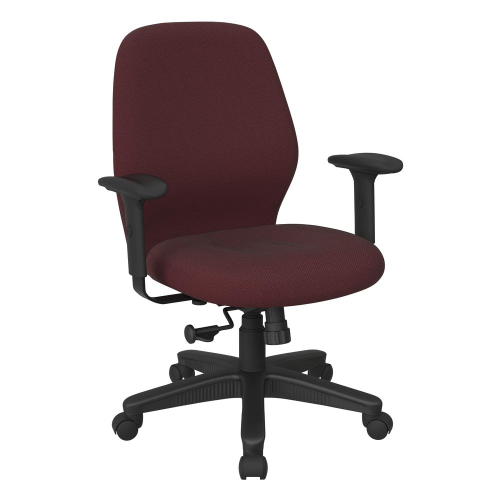 Mid Back 2-to-1 synchro Tilt Chair with 2 -Way Adjustable Soft padded Arms in Diamond Wine fabric, 3121-298