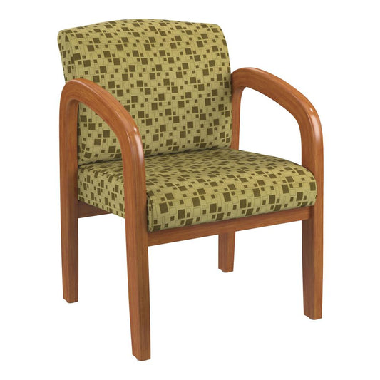 Medium Oak Finish Wood Visitor Chair in City Park Kiwi fabric, WD380-K109