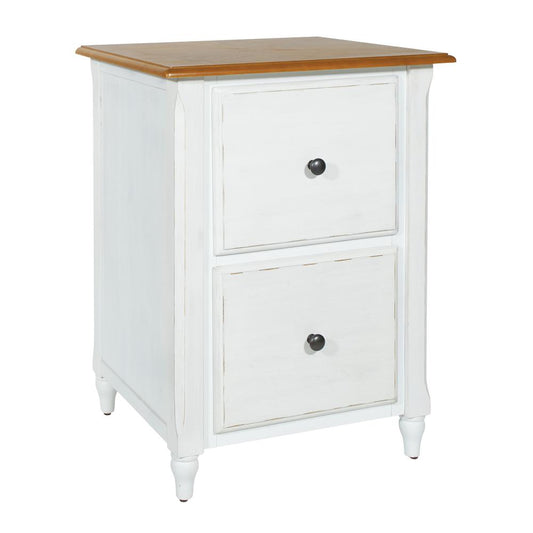 Medford File Cabinet with¬†white distressed faces with natural veneer tops, MED30-DWH