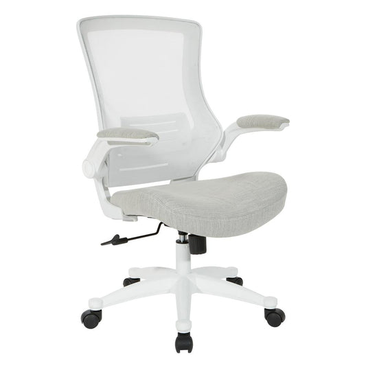 White Screen Back Manager's Chair in Linen Stone Fabric, EM60926WH-F22