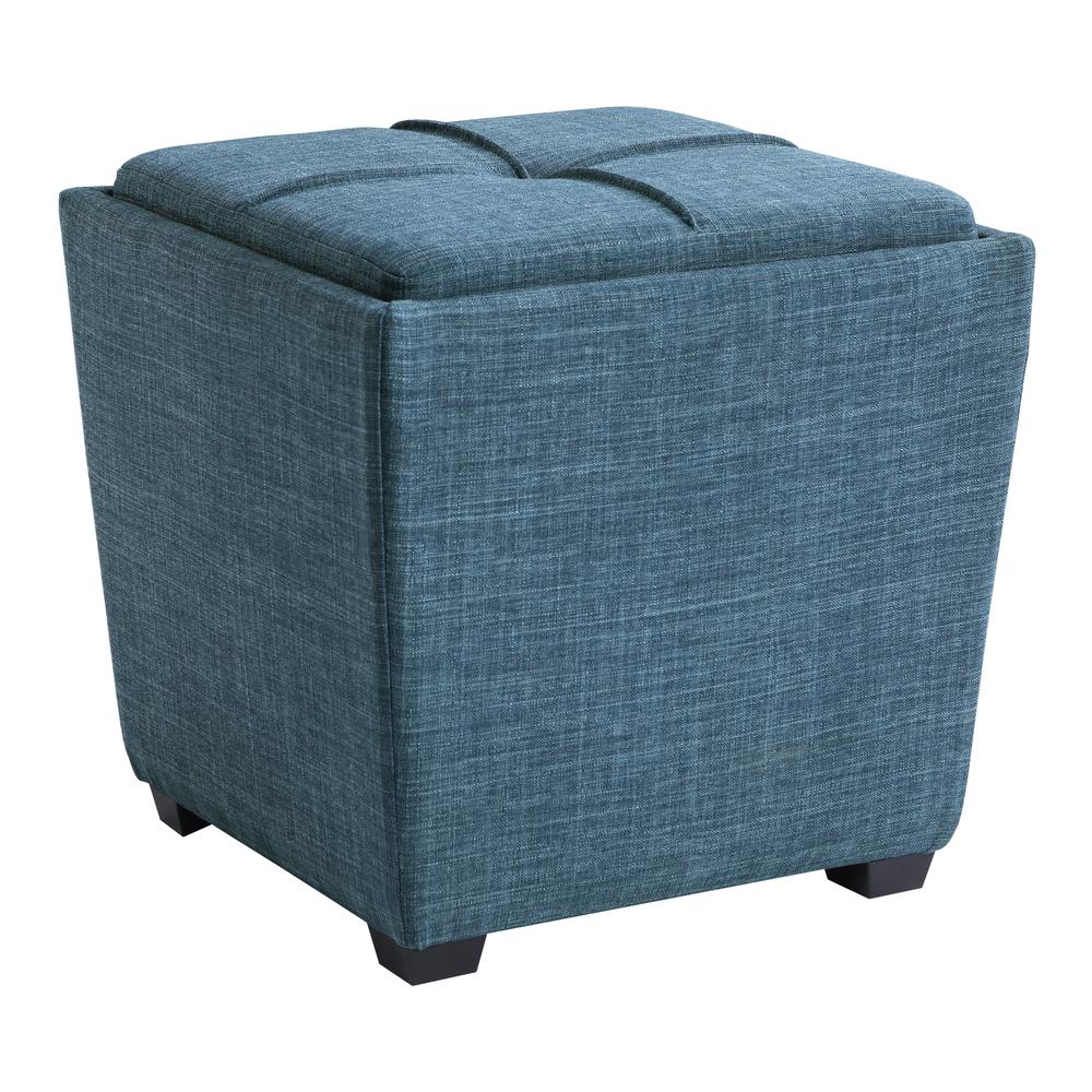 Rockford Storage Ottoman in Blue Fabric, RCK361-M21