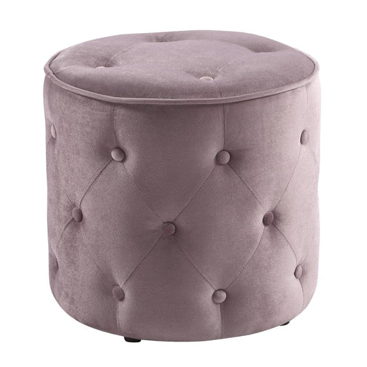 Curves Tufted Round Ottoman in Mauve Fabric, CVS905-V7