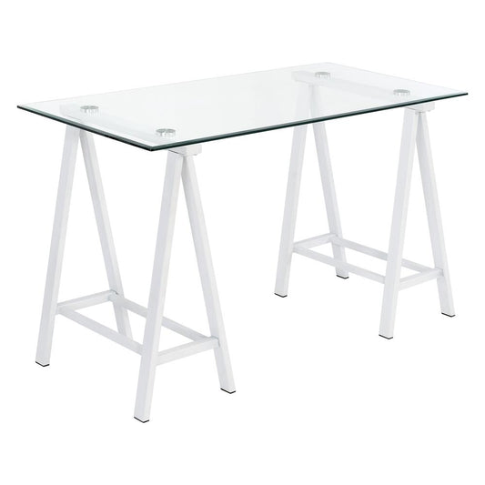 Middleton Desk with Clear Glass Top and White Base, MDL4724-WH