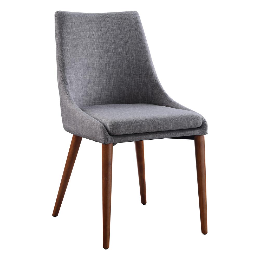 Palmer Mid-Century Modern Fabric Dining Accent Chair in Dove Fabric 2 Pack, PAM2-M55