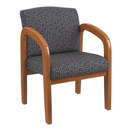 Medium Oak Finish Wood Visitor Chair in Fine Tune Ash fabric, WD380-K102