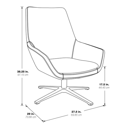 Modern Scoop Office Chair in Dillon Stratus, FL80228AL-R103