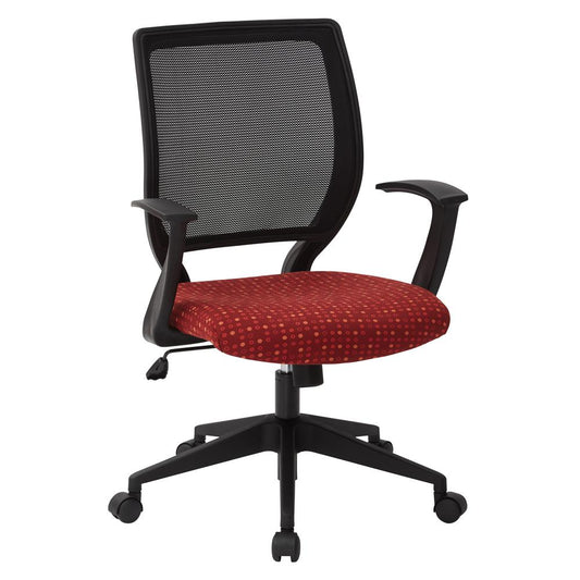 Screen Back Task Chair with "T" Arms in Fine Tune Ruby fabric, EM51022N-K114