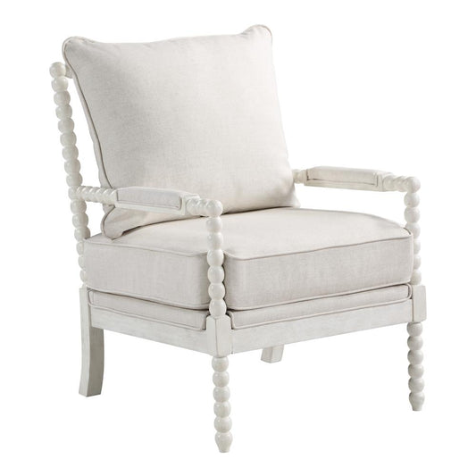 Kaylee Spindle Chair in Linen Fabric with White Frame, KLE-L32