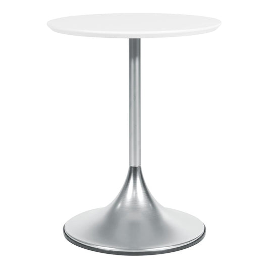 Flower Side Table with White Top and Nickel Base, FLWA9300-NB