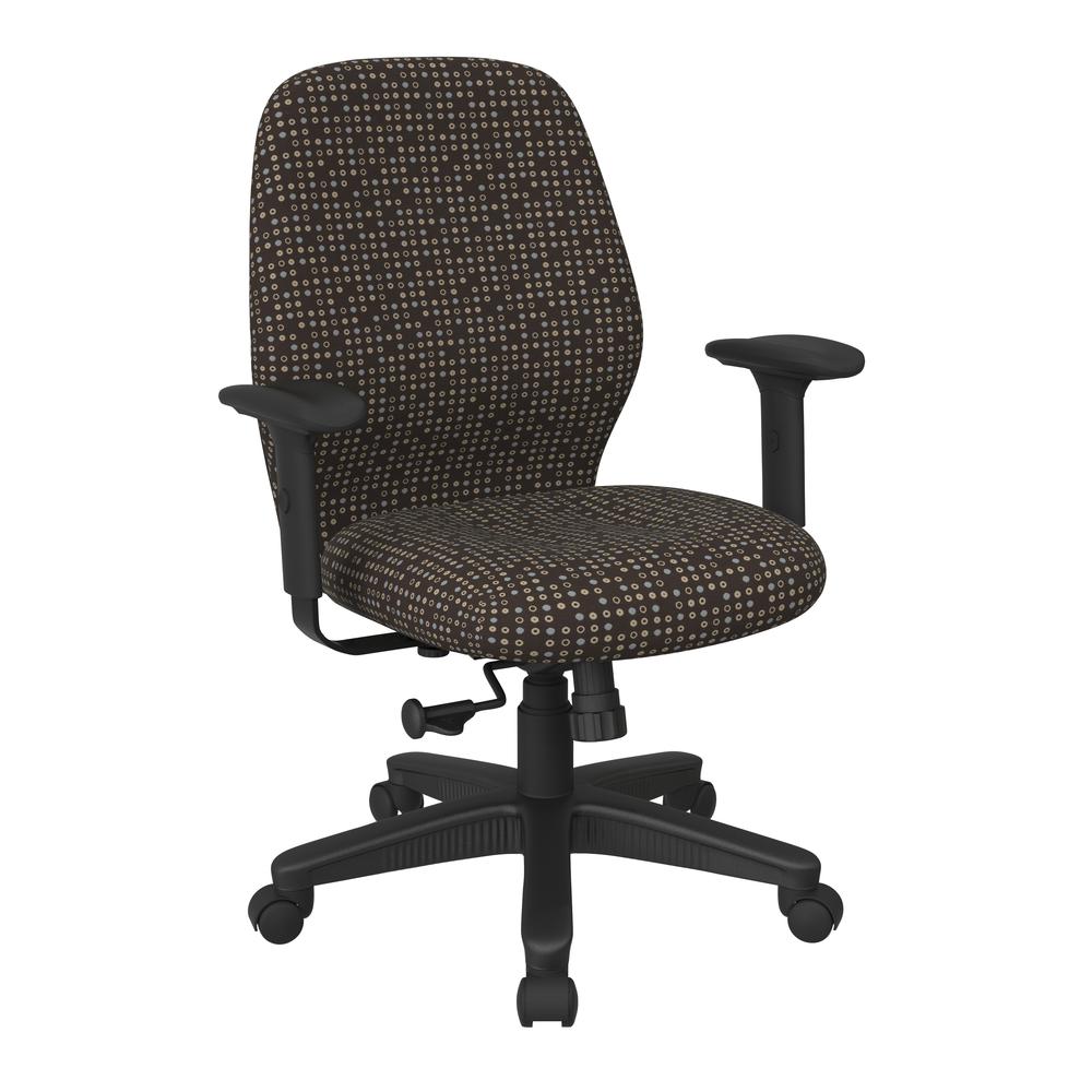 Mid Back 2-to-1 synchro Tilt Chair with 2 -Way Adjustable Soft padded Arms in Fine Tune Cocoa fabric, 3121-K104