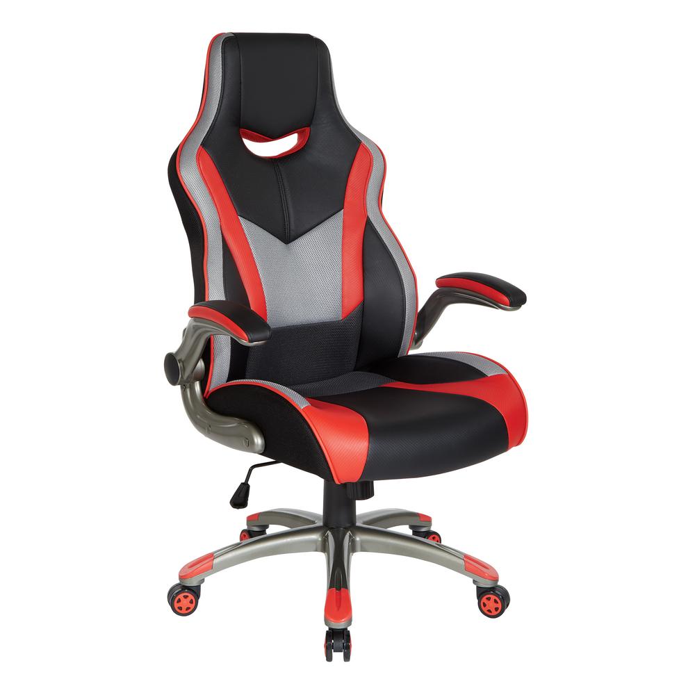 Uplink Gaming Chair in Faux Leather with Red Accents, UPK25