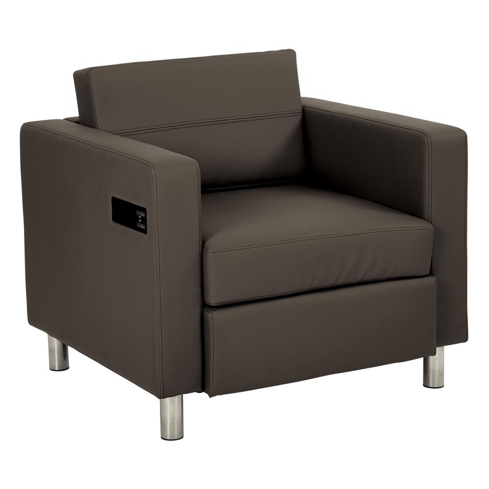 Atlantic chair with Single Charging Station in Dillon Graphite Fabric K/D, ATL51-R111